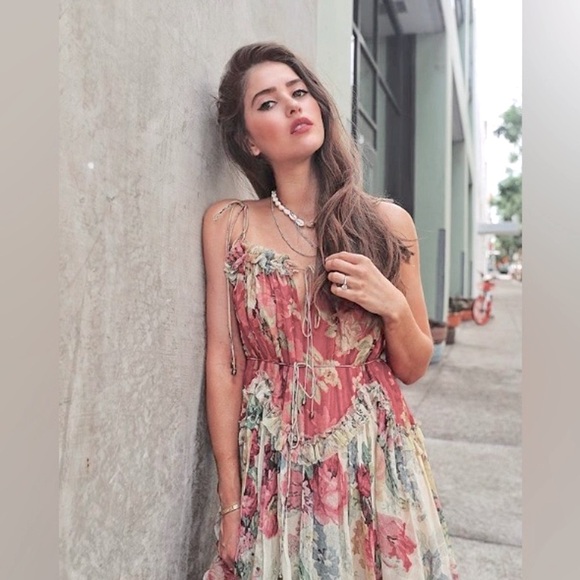 Zimmerman Melody Floating Floral Print Silk Dress Size Zimmermann 0 - Picture 7 of 16